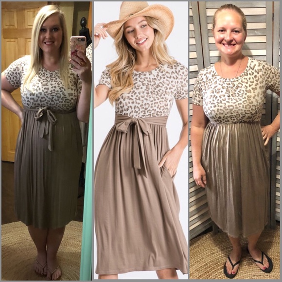 *SOLD OUT* Mocha & Leopard Print Dress - Picture 3 of 4